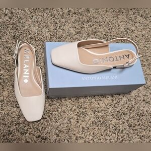 Cream Slingback Heeled Flats